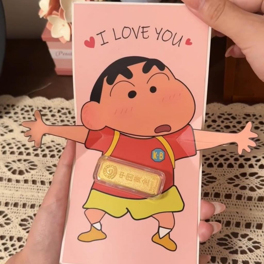 Thiệp giấy chúc mừng ghi thông điệp, thiệp hình Shin làm quà tặng ghi lời chúc