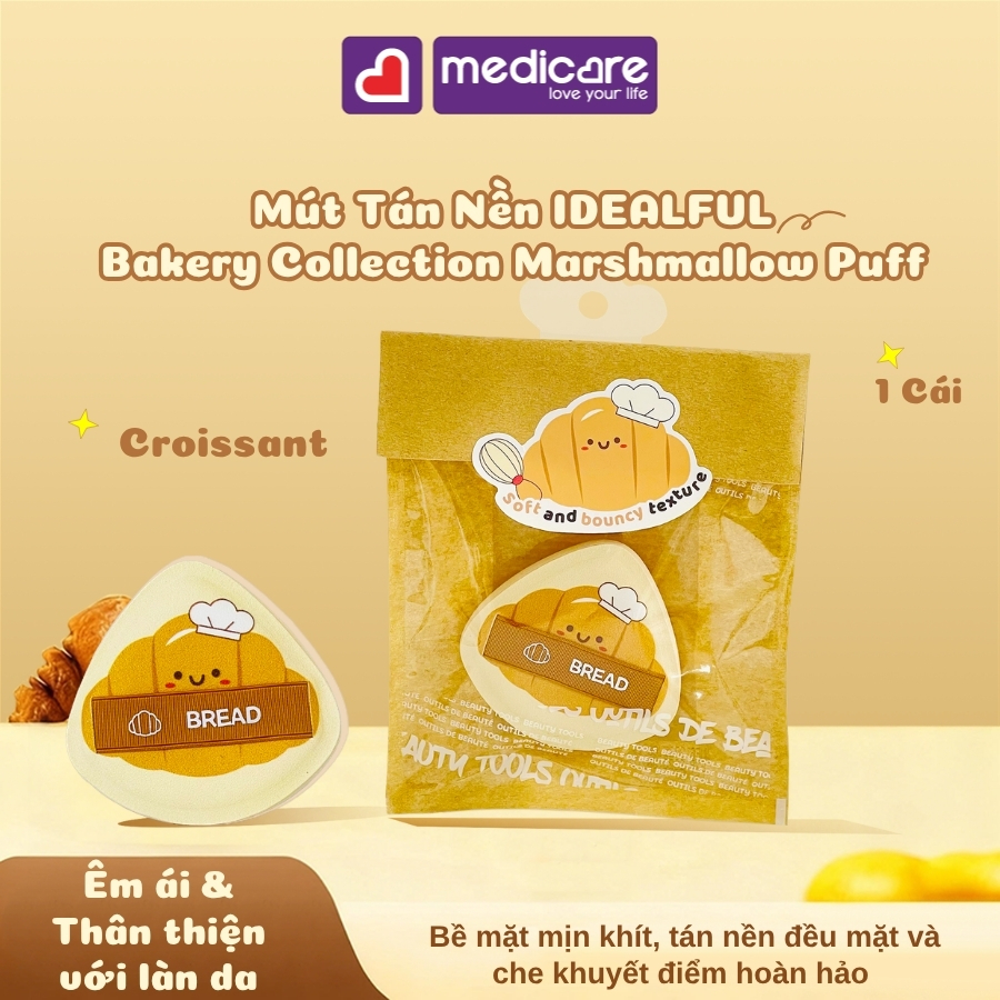 Mút Tán Nền IDEALFUL Bakery Collection Marshmallow Puff Croissant