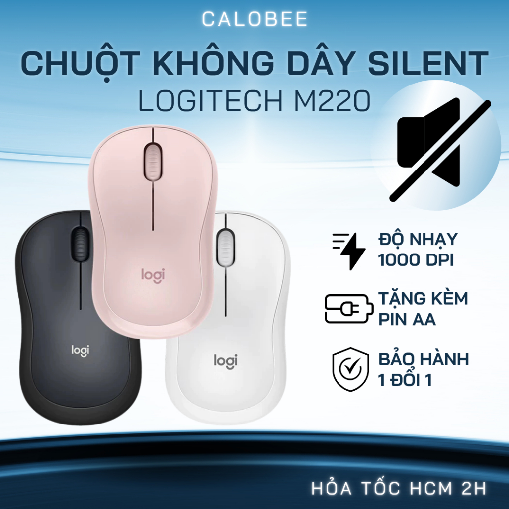 Chuột không dây Logitech M220 silent chống ồn kèm đầu thu usb Chuột laptop văn phòng phiên bản 2026