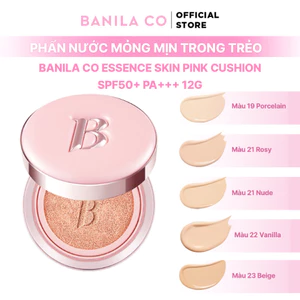 Phấn Nước Mỏng Mịn Trong Trẻo Banila Co Essence Skin Pink Cushion SPF50+ Pa+++ Cho Lớp Nền Căng Bóng