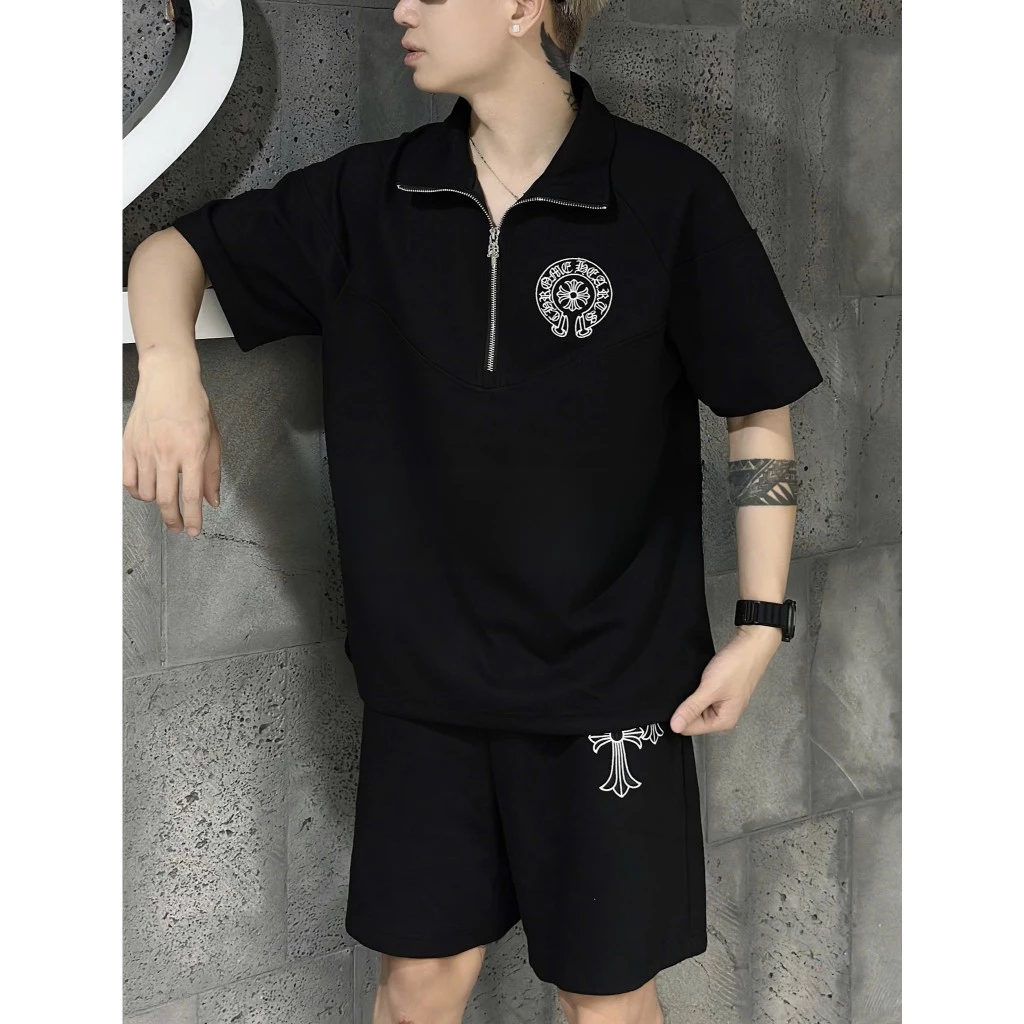 Bộ Quần Áo Thánh Giá Cross - Chất Cotton 2 Da Cao Cấp - Hình In Xịn  – Áo Khoá Zip Cổ + Quần Short