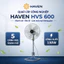 Quạt cây công nghiệp HAVEN HVS 600 gió mạnh lõi đồng 130W chạy êm bền bỉ 5 cánh ABS cho không gian rộng. Bảo hành 2 năm