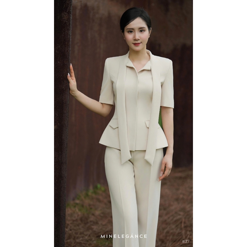 MINELEGÁNCE- SET CỔ NƠ QUẦN ỐNG ĐỨNG CÔNG SỞ, SANG TRỌNG - MIN37