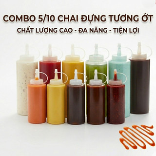 [LOẠI DÀY] Combo 5/10 Chai Đựng Tương Ớt, Lọ Đựng Nước Sốt, Sữa Đặc Nhựa Dày ,450ML,620ML1000ML - Hùng Home