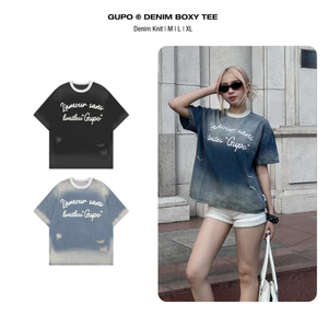 Áo Thun Demin Wash Thêu Len GUPO Form Boxy Unisex Form Rộng Local Brand Chính Hãng - ATJ01