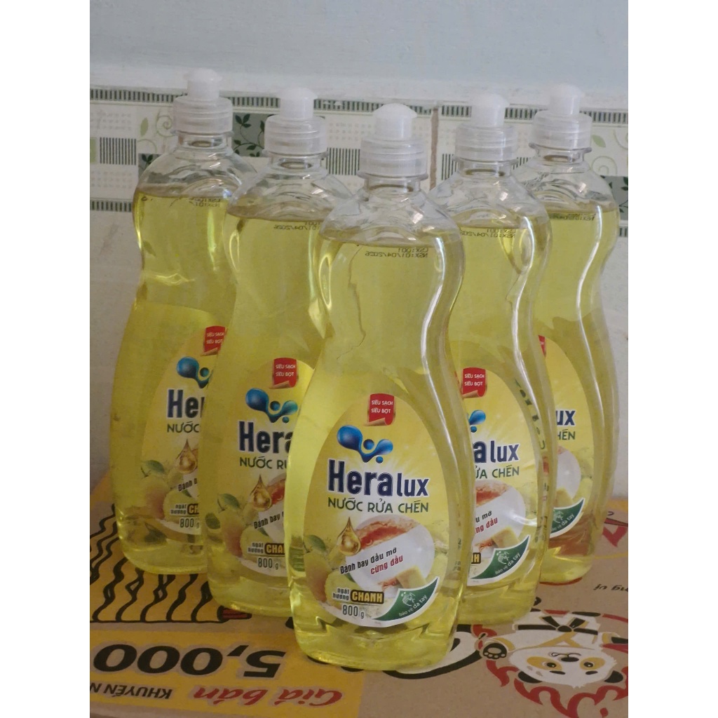 Combo2 chai Nước Rửa Chén Heralux Hương Chanh 800g – Sạch Bóng Dầu Mỡ, Tạo Bọt Nhiều, Dịu Nhẹ Da Tay