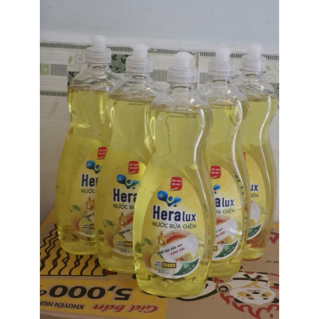 Combo2 chai Nước Rửa Chén Heralux Hương Chanh 800g – Sạch Bóng Dầu Mỡ, Tạo Bọt Nhiều, Dịu Nhẹ Da Tay
