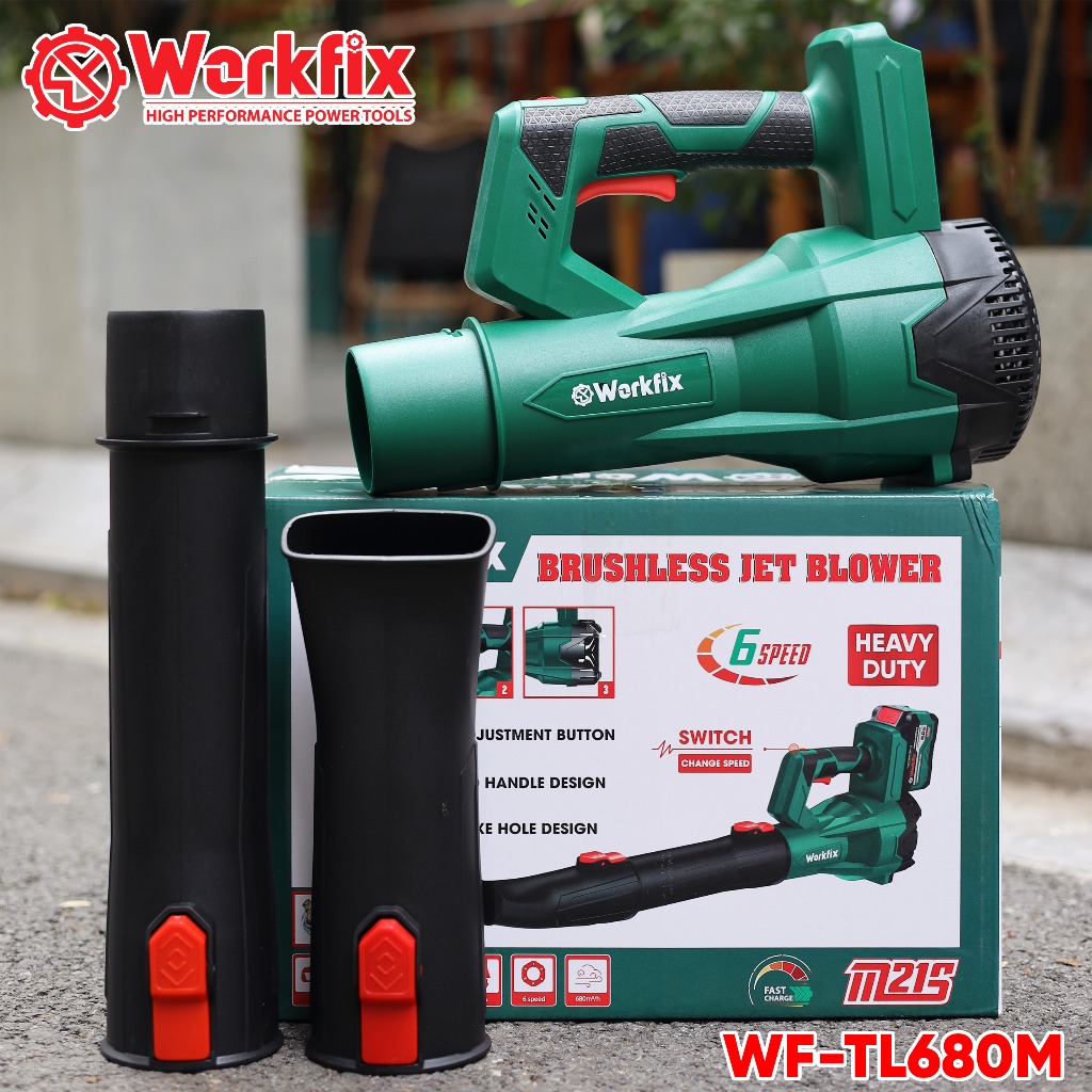 Máy Thổi Lá Workfix WF-TL680M 6 Tốc Độ, Không Chổi Than 100% Lõi Đồng  6 tốc độ Pin 15cell Chuyên Thổi Lá, Bụi, Rác,...