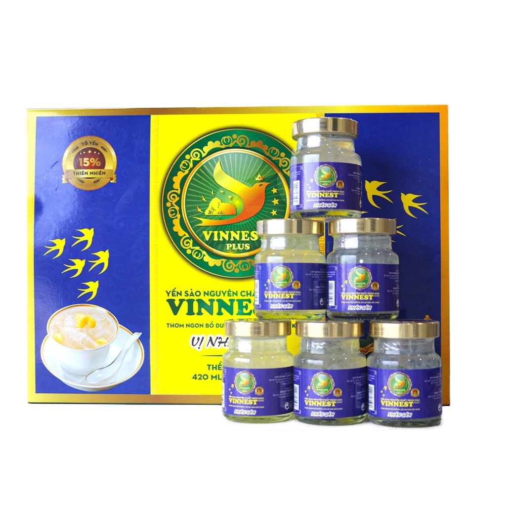 [COMBO 10 & 16 Hộp] Yến Sào Nhân Sâm Vinnest Plus 15% Hộp 6 Lọ 70ml - Nước Yến Chưng Sẵn Cao Cấp
