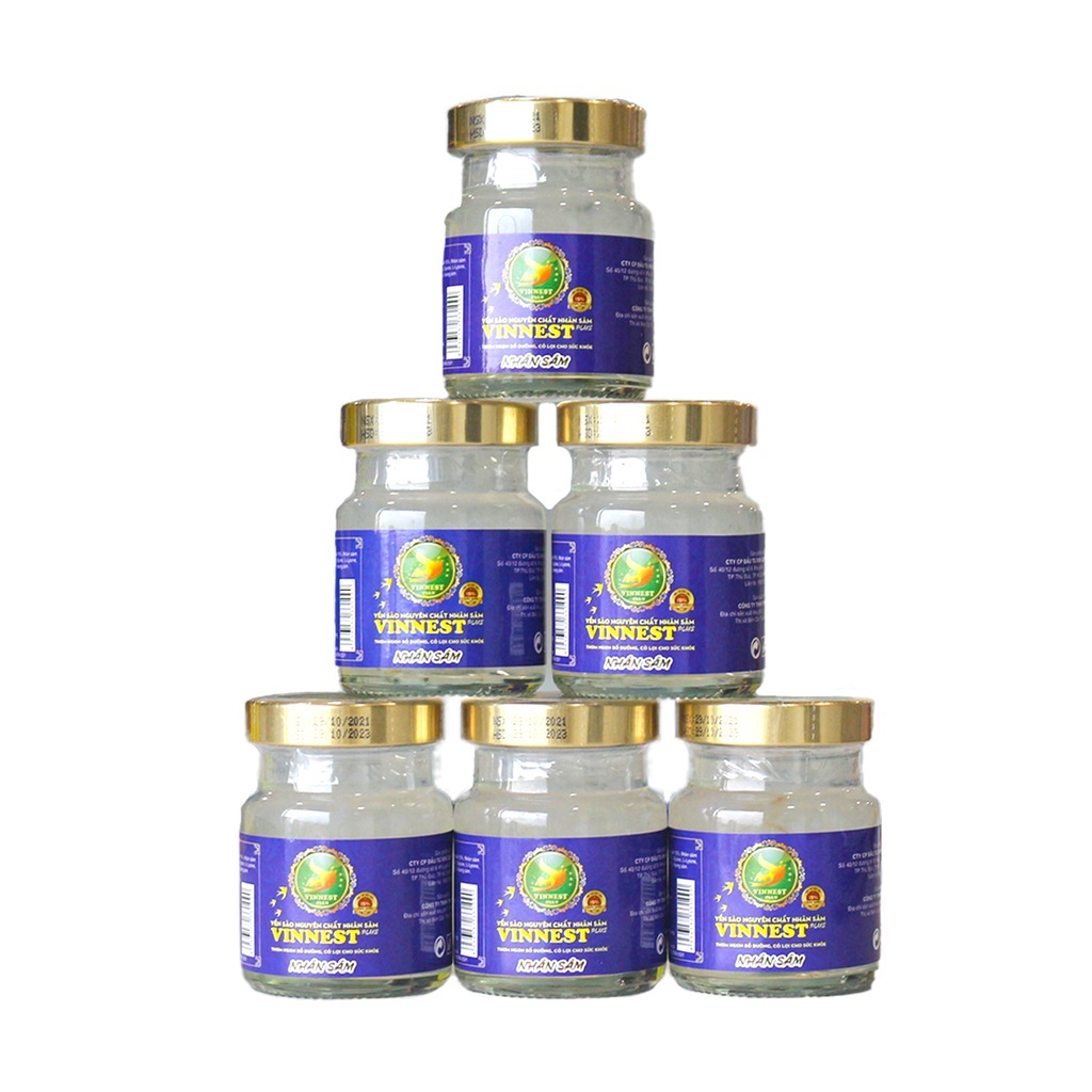 [COMBO 10 & 16 Hộp] Yến Sào Nhân Sâm Vinnest Plus 15% Hộp 6 Lọ 70ml - Nước Yến Chưng Sẵn Cao Cấp