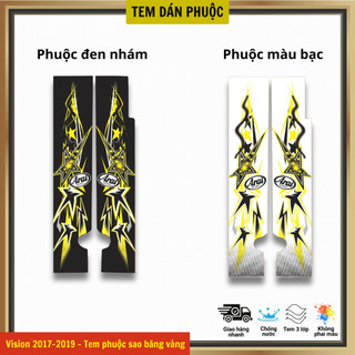 Tem dán phuộc xe Vision 2017-2025 mẫu SAO BĂNG thiết kế nổi bật, bền màu với decal 3 lớp