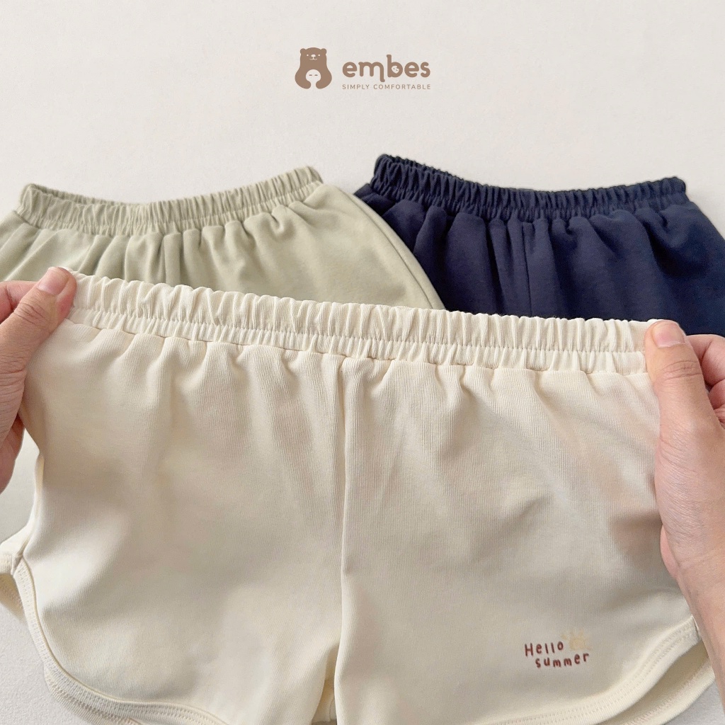 Bộ Cộc Cho Bé Embes, Bộ Cộc Tay Cổ V In Họa Tiết Summer Chất Mềm Mát Cho Bé Trai Bé Gái Từ 8-17Kg