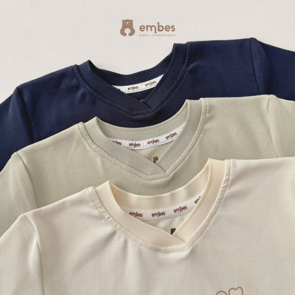 Bộ Cộc Cho Bé Embes, Bộ Cộc Tay Cổ V In Họa Tiết Summer Chất Mềm Mát Cho Bé Trai Bé Gái Từ 8-17Kg