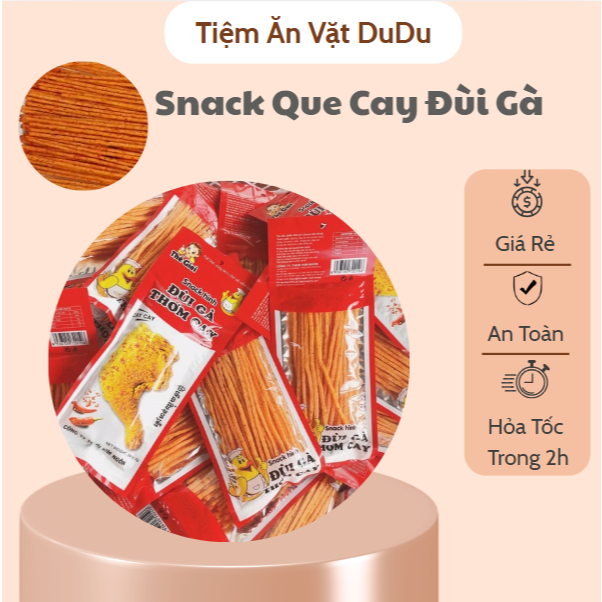 Snack Que Cay Đùi Gà Thế Giai, Snack Giòn Cay Thơm Ngon - Đồ Ăn Vặt Tuổi Thơ