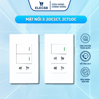 Mặt Nổi 3 - Ổ Cắm Điện 2 Công Tắc 1 Ổ Cắm, 2 Ổ Cắm 1 Công Tắc TPE - MN3/2CT1OC - MN3/1CT2OC