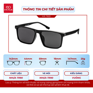 Kính Râm Phân Cực Chữ Nhật Eye Plus 7602 Polarized Chống Chói UV400 Gọng Nhựa TR90 Nhẹ Thời Trang