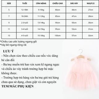 Váy công chúa bé gái 9th-4 tuổi kiểu dáng hai dây nơ vải voan mềm nhẹ nhàng D1303 Bí Ngô Nhỏ