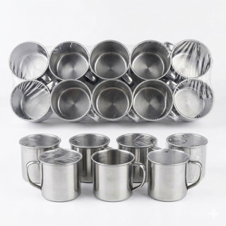 COMBO 10 Cốc inox có quai cầm, chống rỉ - Cốc inox, Ca inox mini 6.5cm