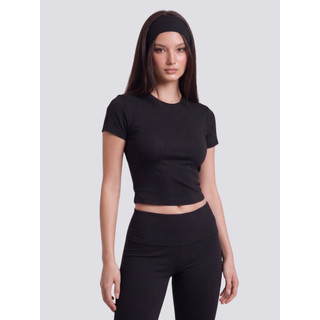 [ DEAL MỞ BÁN ] THEKIM Set Áo thun trơn cổ tròn và quần ống loe cạp gập bản to chất liệu rib cotton mềm CS337336
