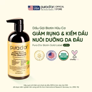 [GWP] Dầu Gội Biotin Hỗ Trợ Giảm Rụng & kiềm dầu, chăm sóc da đầu Hữu Cơ PURA D'OR Biotin Gold Label 473ml