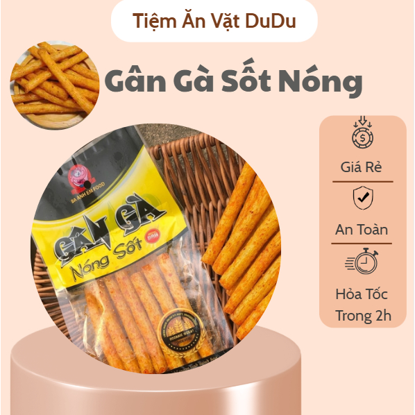 Snack Gân Gà Sốt Nóng, Snack Ba Anh Em Food Thơm Cay Hấp Dẫn Dai Ngon Sần Sật - Đồ Ăn Vặt