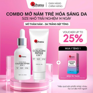 Combo Kihasu Mini Serum và Kem Dưỡng Collagen Dưỡng Trắng Da Mờ Nám Ngăn Lão Hóa Bộ Dùng Thử