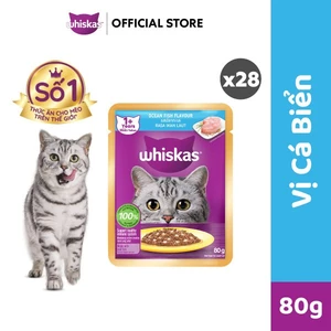 Thùng Thức Ăn Cho Mèo Lớn Dạng Sốt Pate WHISKAS - túi 80g, 28 gói