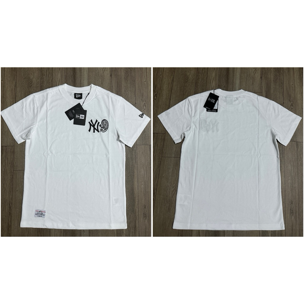 Áo thun New Era NY LA basic trắng form rộng unisex – cotton dày đẹp, logo thêu cao cấp | áo local trend 2026