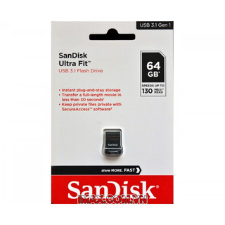 USB 3.1 SanDisk CZ430 Ultra Fit 64GB 130MB/s (Đen) - Phụ Kiện Nhất Tín