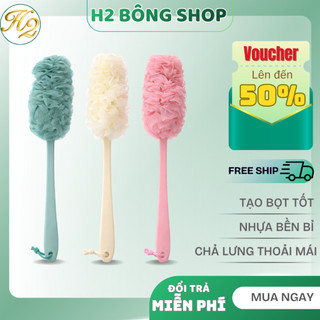 Cây Bông Tắm Chà Lưng Tạo Bọt Cán Nhựa