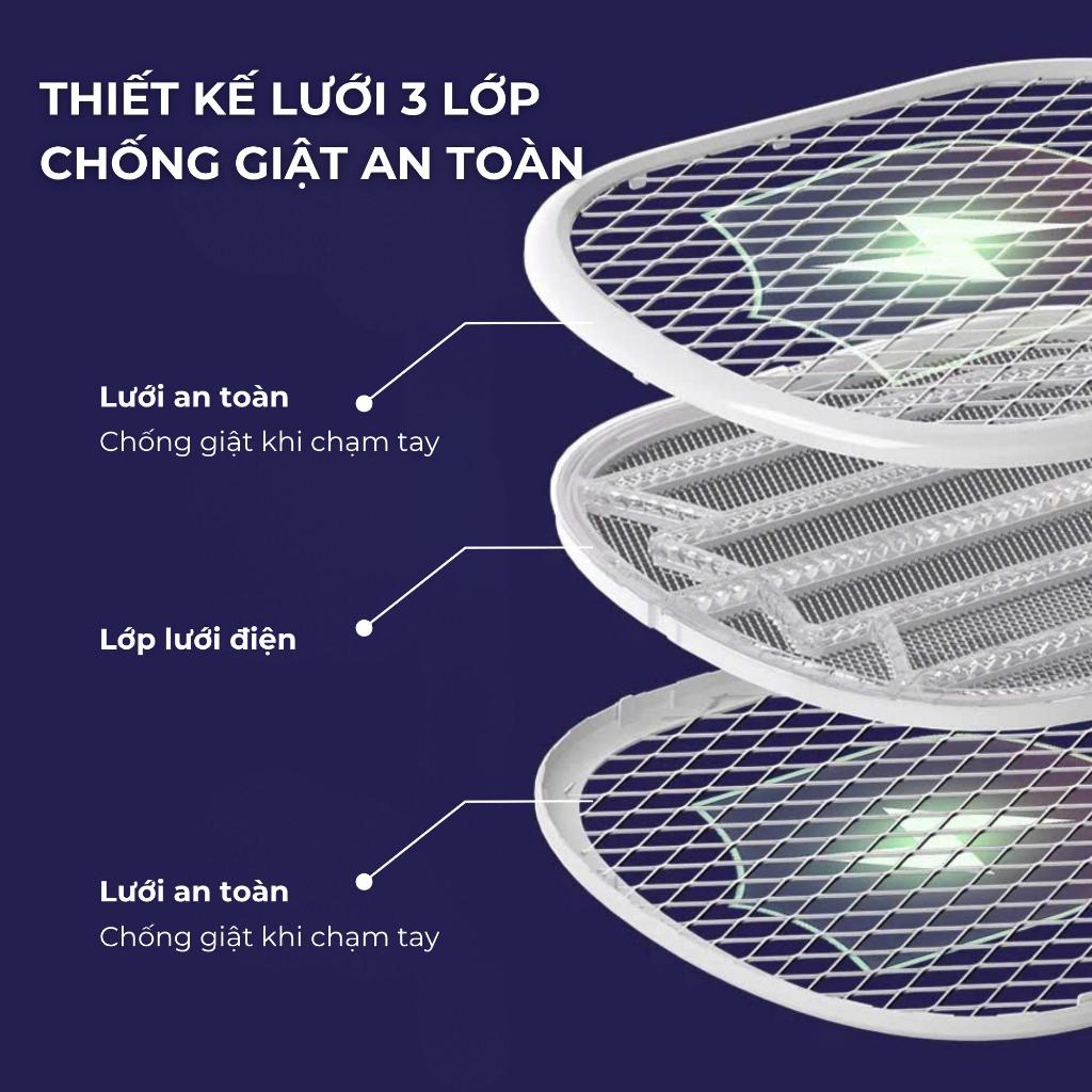 CHÍNH HÃNG - Vợt muỗi kiêm đèn bắt muỗi 2 trong 1 Perfection by M sạc tích điện, vợt muỗi thông minh