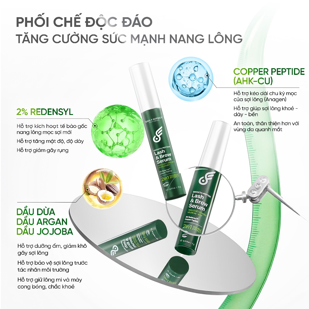 [Tinh Chất Làm Dày Và Dài Mi - Mày] DAILY EFFECT Growth Peptide Lash & Brow Serum (5g)
