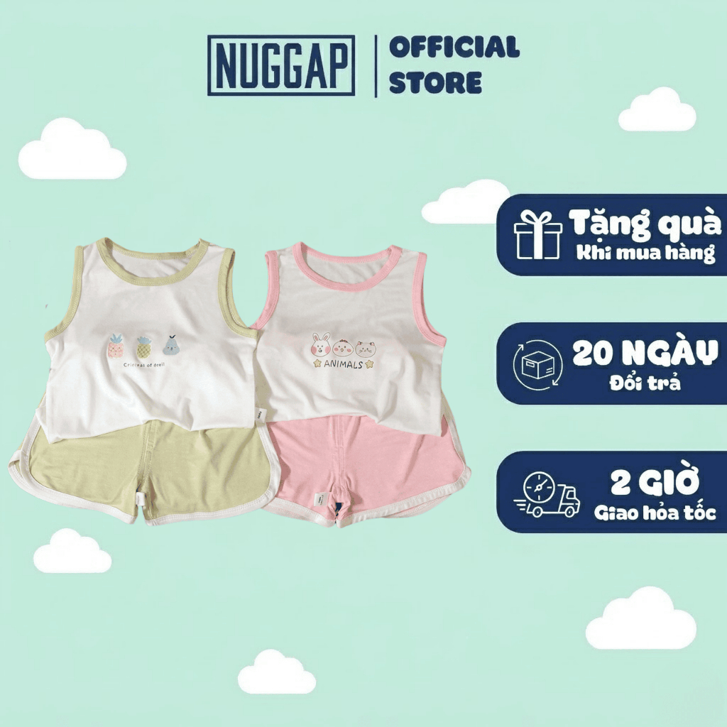 Bộ quần áo mùa hè, bộ sát nách bé trai, bé gái thoải mái BOTANIC Nuggap