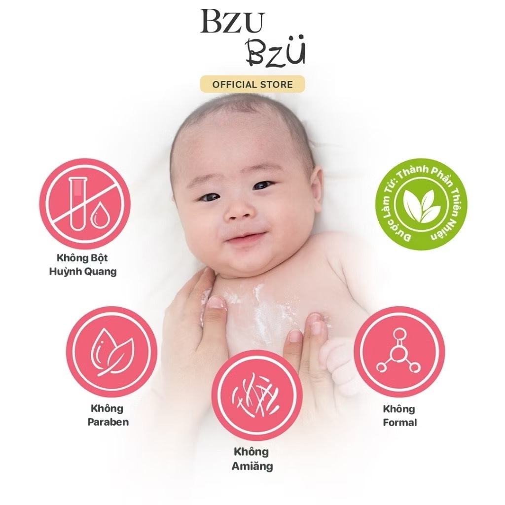 Phấn Rôm Bzu Bzu Baby Cooling Powder 140g, Tinh Bột Ngô Giảm Hăm Rôm Sảy Cho Bé
