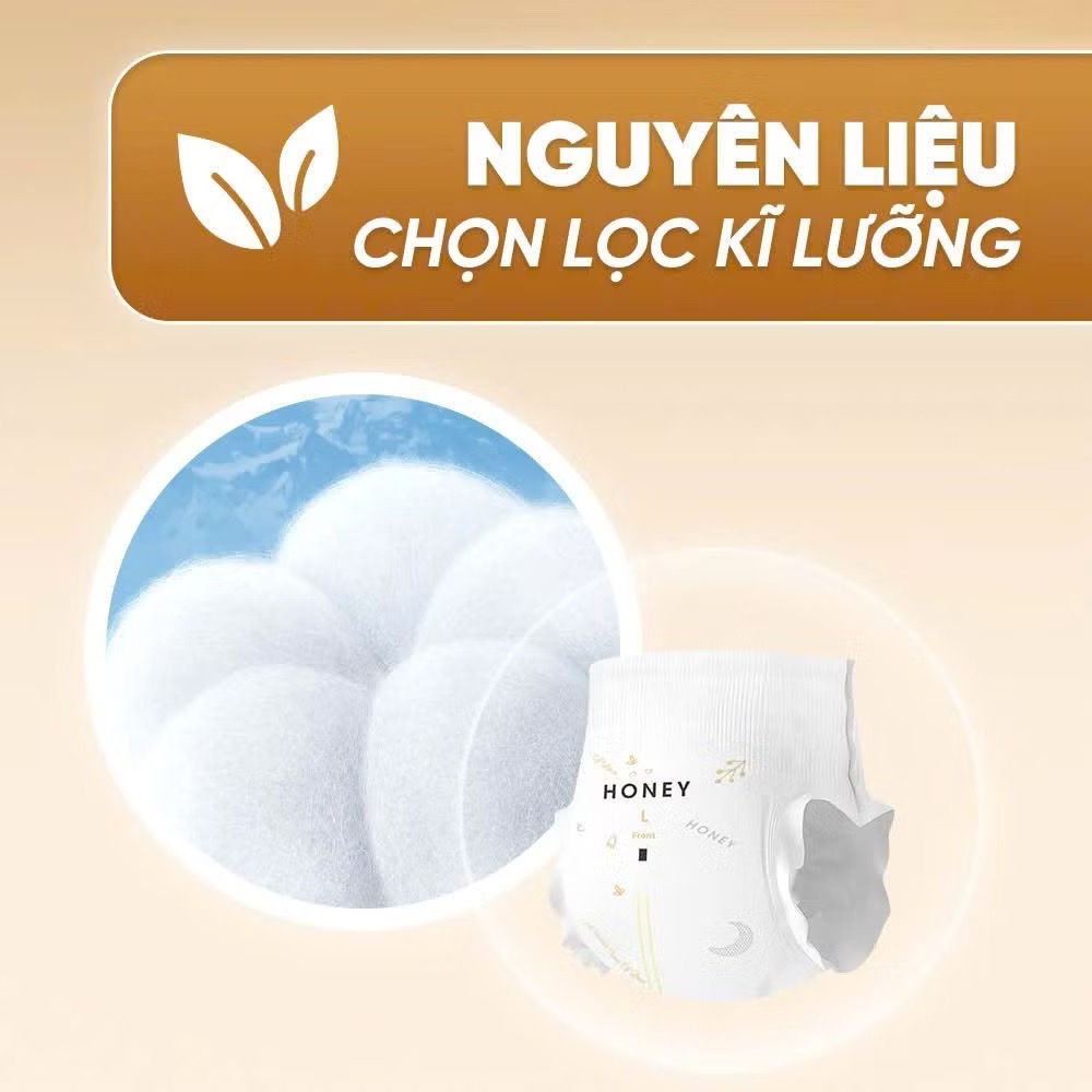 Tã bỉm dán/quần Honey Premium tơ tằm chính hãng cho bé đủ size, siêu mềm mịn, thấm hút, co giãn