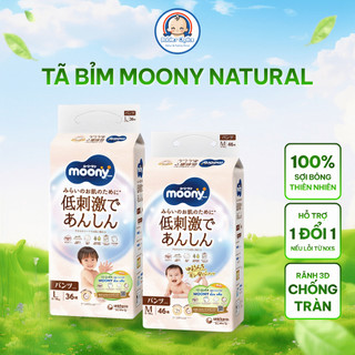 Tã Bỉm Quần MOONY NATURAL 100% Sợi Bông Thiên Nhiên Mỏng Nhẹ Bé Dễ Dàng Hoạt Động