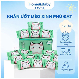 [Thùng 32 GÓI] Khăn Giấy Ướt Hình Mèo Phú Đạt Cho Bé 120 Tờ/Gói Không Mùi Mềm Mịn Tiện Lợi
