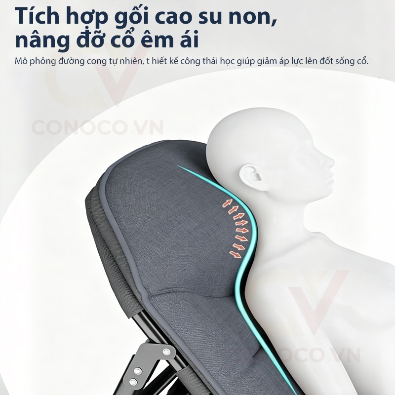 CONOCO Giường xếp văn phòng ghế ngủ trưa có nệm dày êm ái chịu tải 160kg 1m8