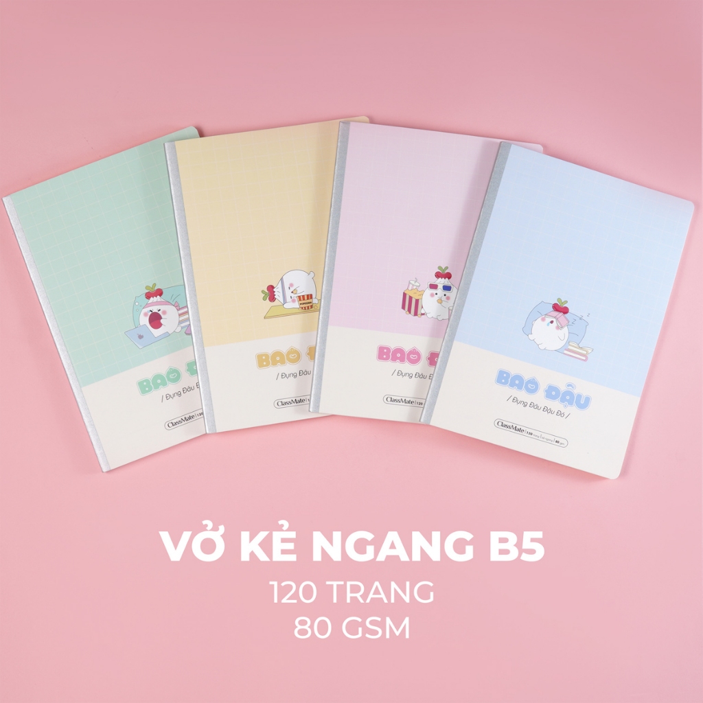 [Tặng Bút] Combo 5/10 Vở Kẻ Ngang Bao Đậu ClassMate 80GSM Giấy Vàng Chống Loá, Vở B5, Bìa Chống Nước, Học Sinh Ghi Chép