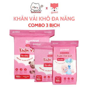 Combo túi 900GR VÀ 600GR KHĂN VÁI KHÔ GUMI ĐA NĂNG DÀNH CHO MẸ VÀ BÉ