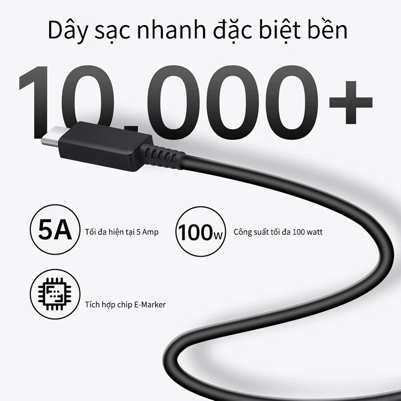 Sạc nhanh 45w Type C tương thích với Samsung dây sạc nhanh type c AGV bảo hành 6 tháng