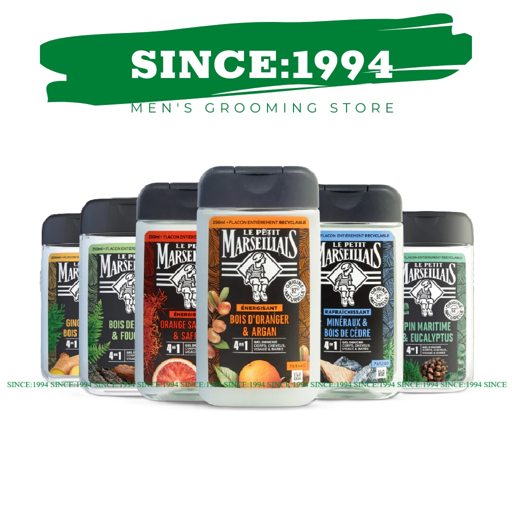 [ NHẬP PHÁP ] Sữa Tắm Cho Nam 4 in 1 Nam 92% Thiên Nhiên Le Petit Marseillais Nhiều Mùi Hương 250ml