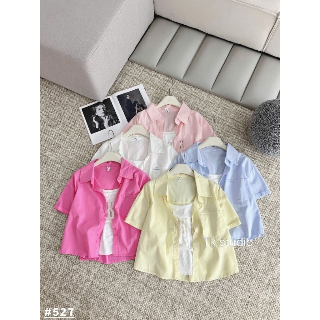 [𝑯𝒂 𝑨𝒏𝒉] Set Áo Sơ Mi Cộc Tăm Túi Chữ QCL1