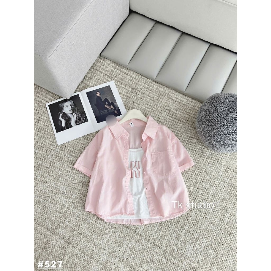 [𝑯𝒂 𝑨𝒏𝒉] Set Áo Sơ Mi Cộc Tăm Túi Chữ QCL1