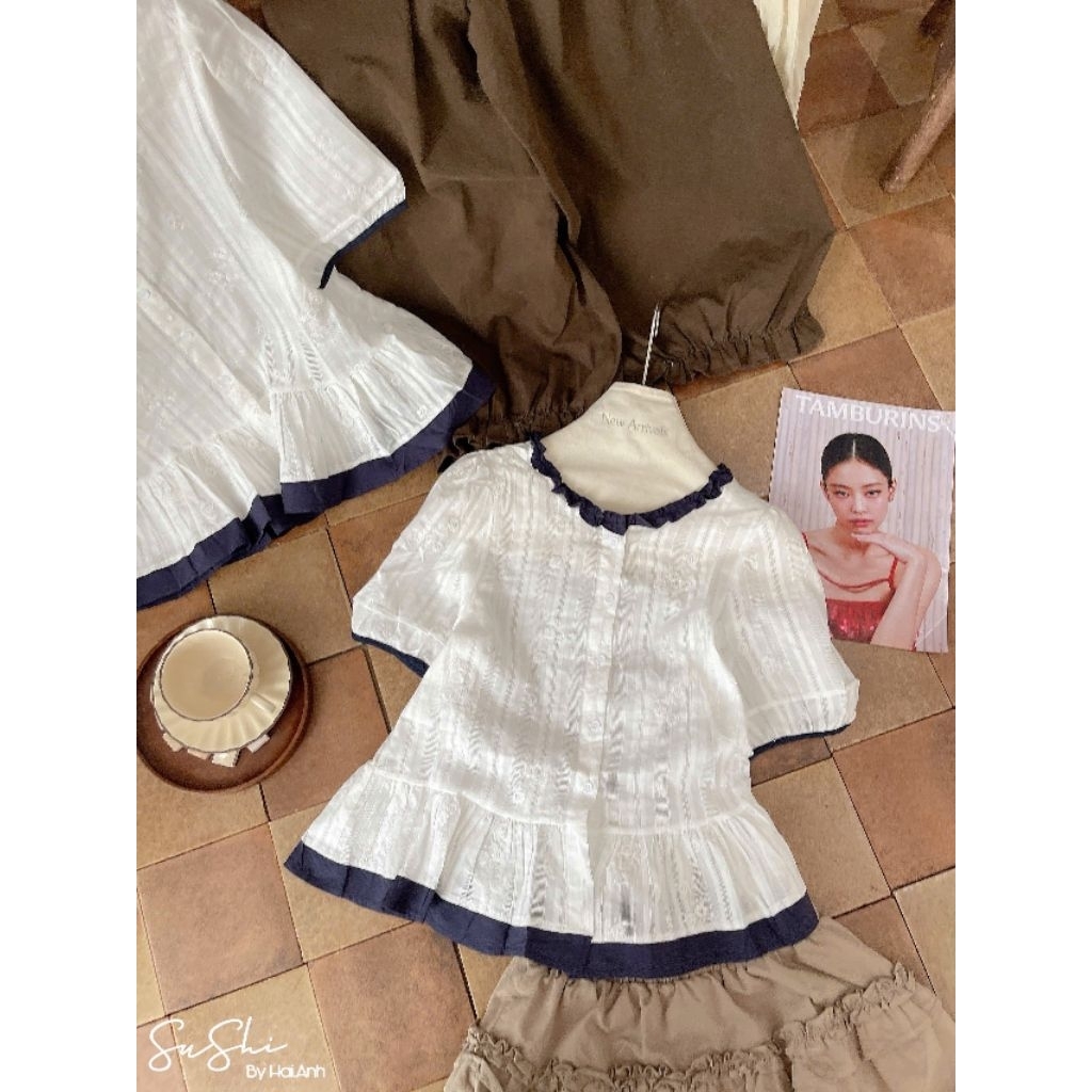 [𝑯𝒂 𝑨𝒏𝒉] Áo Sơ Mi Cộc Thô Boi Phối Viền QCL1