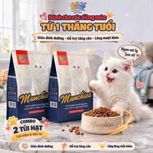 Combo 2kg Thức Ăn Hạt Munchies Dành Cho Các Bé Mèo - Dầu Cá Hồi Giúp Giảm Rụng Lông Và Hỗ Trợ Tăng Cân.
