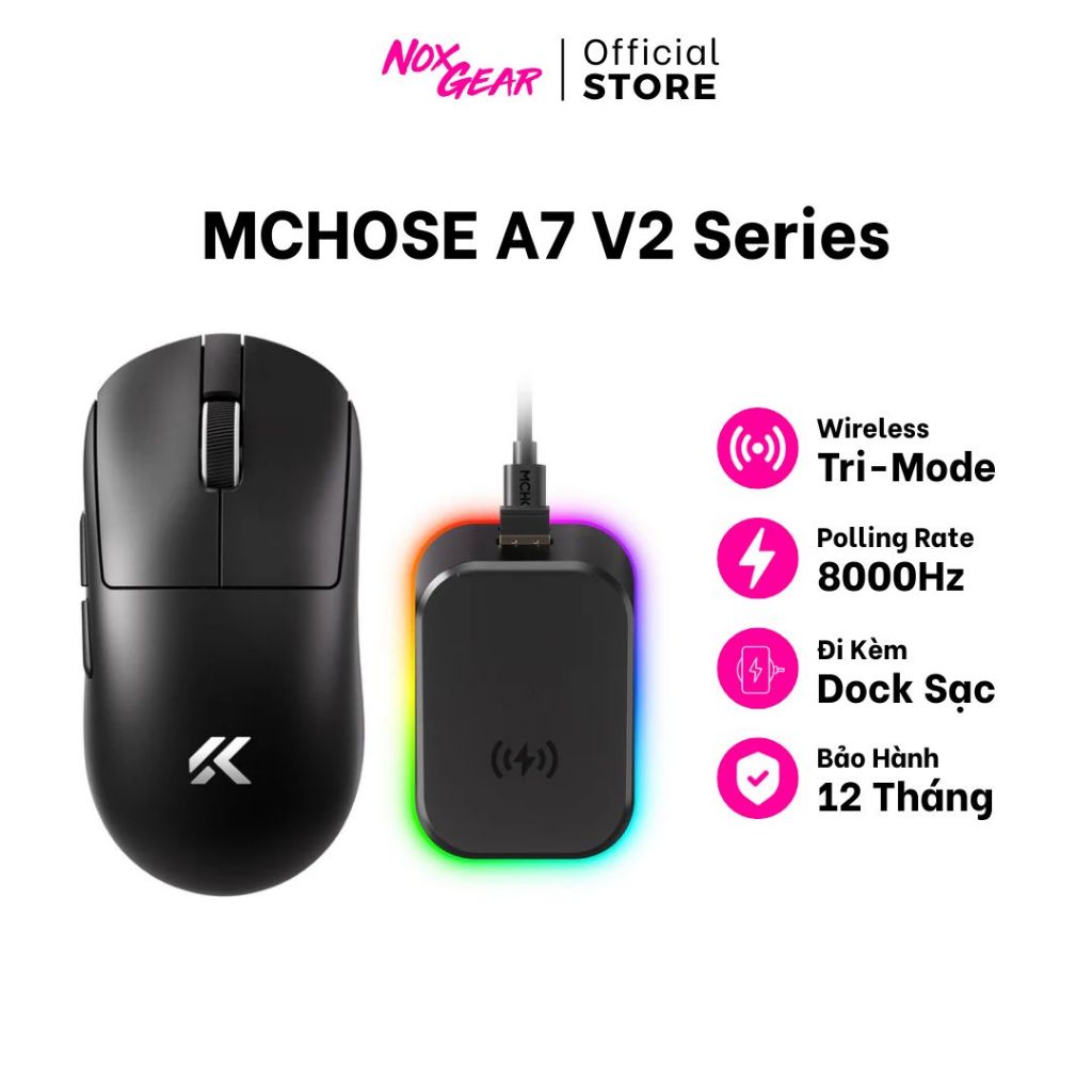 [Chính Hãng BH12T] Chuột Không Dây Mchose A7 V2 Ultra Plus | A7 V2 Pro - Wireless Tri-Mode | BigBuy360 - bigbuy360.vn