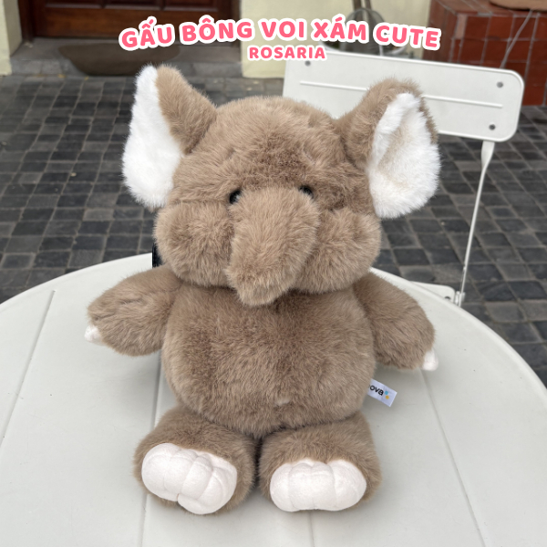 Gấu bông voi xám dễ thương – thú nhồi bông mềm mịn, gối ôm ngủ êm, quà tặng ý nghĩa