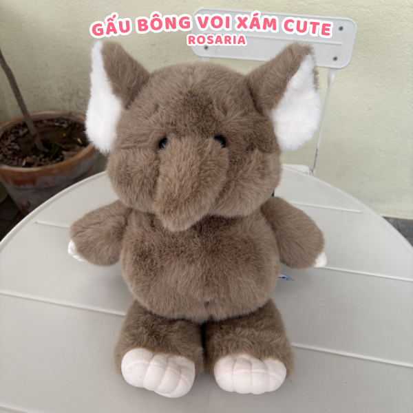 Gấu bông voi xám dễ thương – thú nhồi bông mềm mịn, gối ôm ngủ êm, quà tặng ý nghĩa