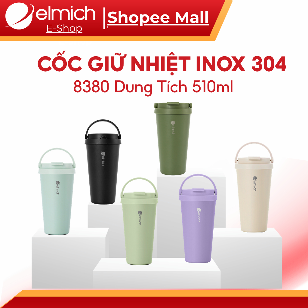 Cốc Giữ Nhiệt Elmich EL-8380 Dung Tích 510ml | Inox 304,Có Quai Xách, Elmich Chính Hãng